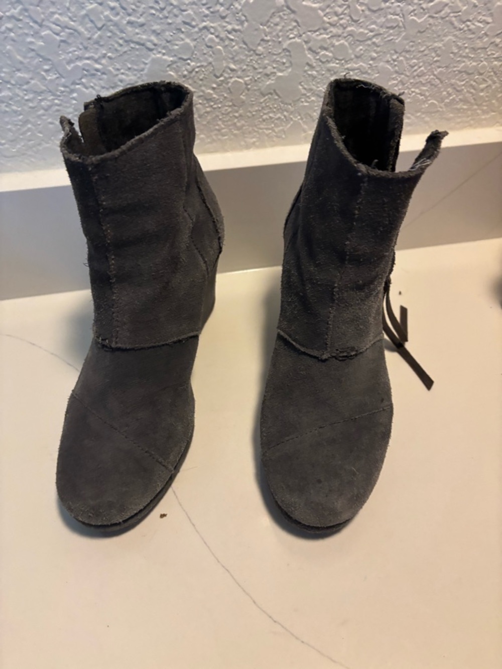 Toms Gray Suede Ankle Booties